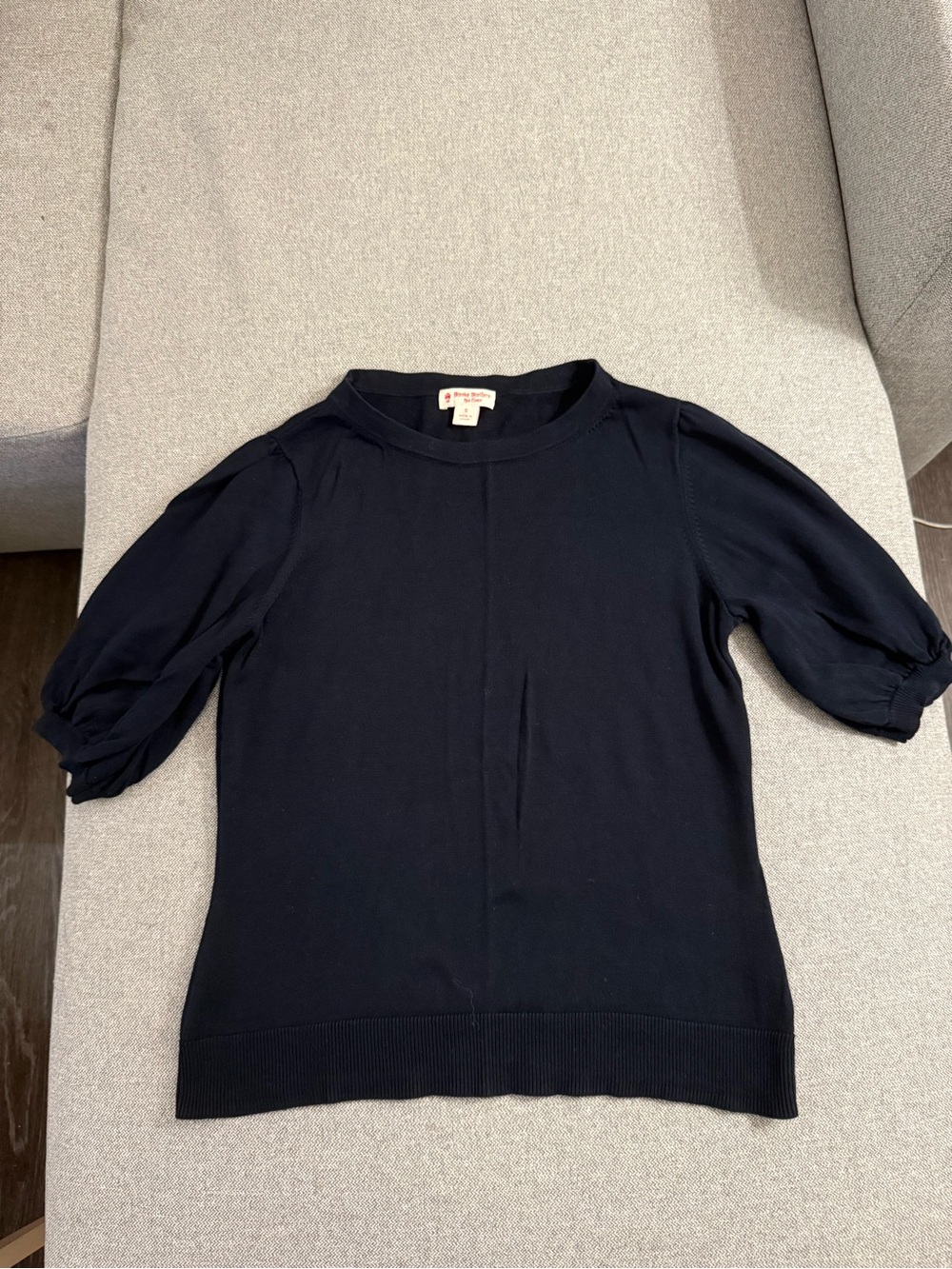 Brooks Brothers Women Navy Short Puff-Sleeve Sweater